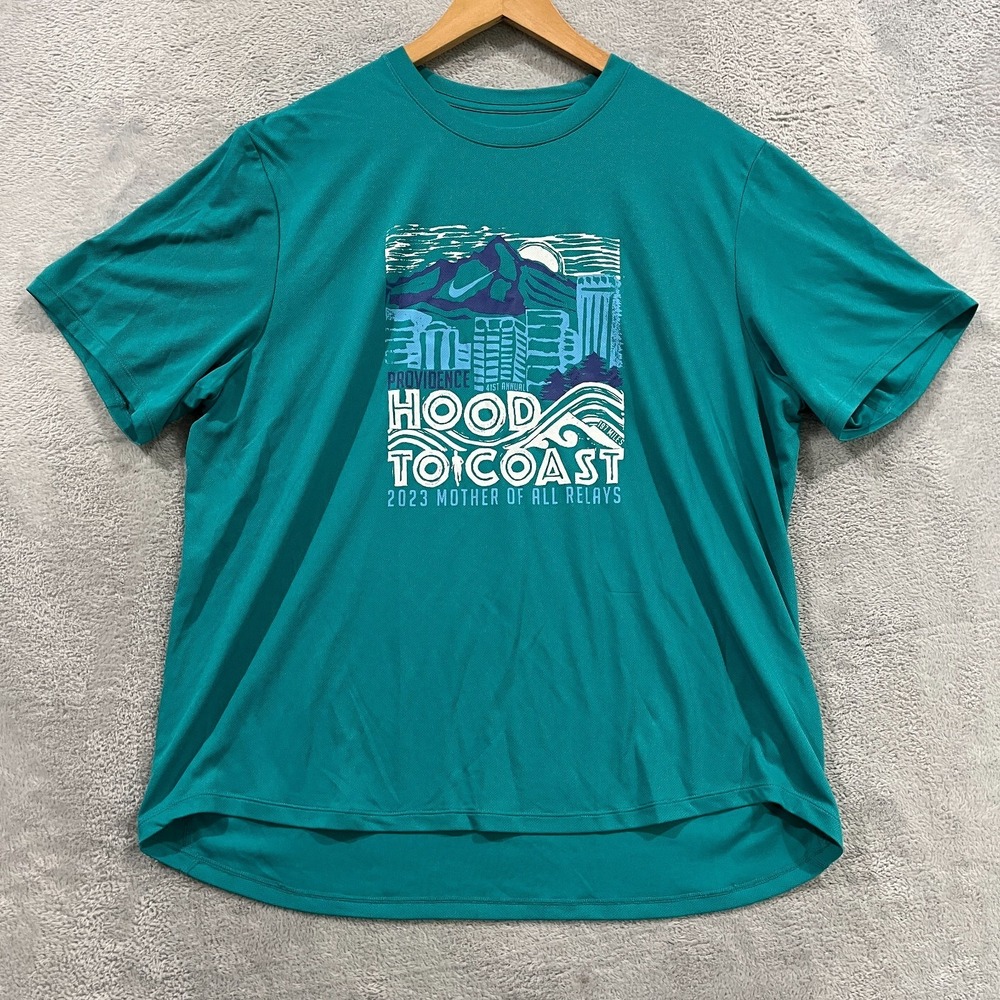 Nike Shirt Mens XL Green Hood‎ To Coast 2023 Running Portland Oregon